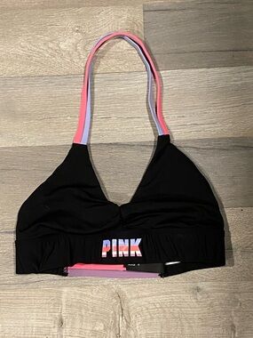 Victoria's Secret Black Bralette with Pink and Lilac Straps